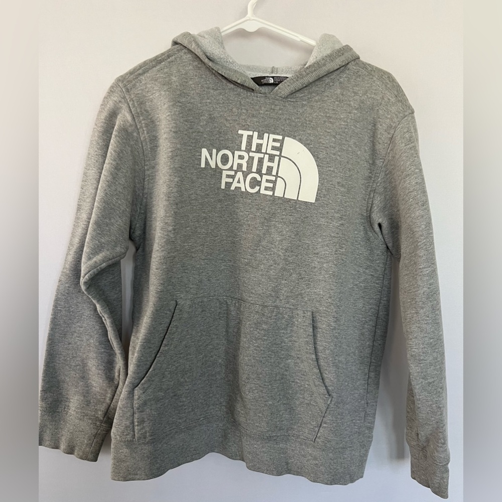 Gently used North Face grey hoodie boys large